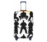 ZTPOWQA Silhouettes de Martial Housse de Valise Universelle Extensible Accessoire de Voyage Valise Sleeve, Noir , XL, Bagage à main