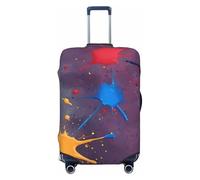 ZTPOWQA Toile de fond imprimée éclaboussures de peinture lavable housse de valise personnalisée protection voyage élastique anti-rayures, Noir , XL