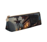 ZTPOWQA Trousse à crayons fantaisie avec imprimé bateau pirate pour adolescents Grande capacité Sac de rangement pour l'école et le quotidien