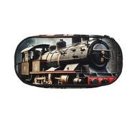 ZTPOWQA Trousse à crayons fonctionnelle avec motif train de locomotive à vapeur, idéale pour l'école, les voyages, le bureau, Noir , Taille unique, Organiseur de sac