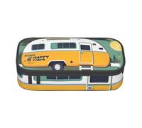 ZTPOWQA Trousse à crayons imprimée Happy Bus Camper - Fonctionnelle et élégante - Pour adolescentes, filles, adultes, école, université, usage quotidien