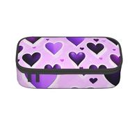 ZTPOWQA Trousse à crayons tendance avec imprimé cœurs violets pour adolescentes, filles, adultes, école, université, usage quotidien