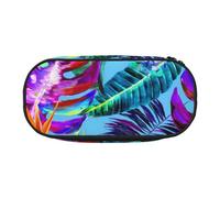 ZTPOWQA Trousse à crayons tendance avec imprimé de fleurs tropicales roses pour l'école, les voyages, le bureau, Noir , Taille unique, Organiseur de sac