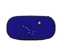 ZTPOWQA Trousse à crayons tendance avec imprimé drapeau de l'Alaska - Pratique pour l'école, les voyages, le bureau, Noir , Taille unique, Organiseur de sac