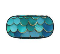 ZTPOWQA Trousse à crayons tendance avec imprimé écailles de sirène - Pour l'école, les voyages, le bureau, Noir , Taille unique, Organiseur de sac