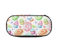 ZTPOWQA Trousse à crayons tendance avec motif cupcakes donuts muffins sucre pratique pour l'école, les voyages, le bureau, Noir , Taille unique, Organiseur de sac