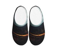 ZTPOWQA UFO at Night Print Chaussons pratiques anti-boulochage lavables pour femme et homme Semelle TPR Chaussures d'intérieur et d'extérieur