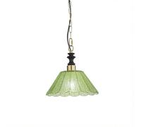 ZTTECH 27cm Lampe Suspendue en Verre Vintage Base en Métal Laiton et Bois Douille E27 Câble Ajustable 150cm Lampe à Suspendre pour Îlot de Cuisine Salle à Manger Chambre Salon Café (Vert)