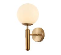 ZTTECH Applique Murale Boule de Verre Blanc 150mm, Globe en Verre Blanc avec Base en Laiton Or Applique Murale (Laiton Doré)