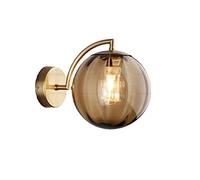 ZTTECH Applique murale en boule de verre Ambre, globe en verre Ambre avec applique murale à base dorée pour chevet