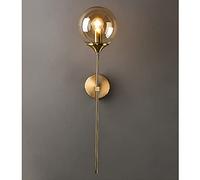 ZTTECH Applique murale industrielle vintage, globe en verre Ambre avec applique murale dorée à bras long, applique murale dorée pour chevet (Ambre) (Amber)