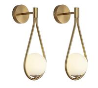 ZTTECH Applique Murale Métal Doré avec Globe Verre Dépoli 150mm Douille G9 Lampe Murale Design Moderne pour Salon Chambre Couloir Escalier Bureau Bar (2 pièces)
