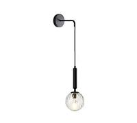 ZTTECH Globe 150mm Verre Clair & Métal Noir Appliques murales Lampe Drop Applique murale pour chevet (Verre clair et métal noir)