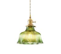 ZTTECH Lampe à Pendentif en Verre Ondulé Vintage avec Douille E27 en Laiton, Hauteur Réglable, pour Cuisine, Salle à Manger et Bar (Transparent)