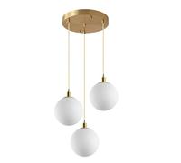 ZTTECH Lampe à Pendentif Moderne 3 Lumières en Verre Blanc Suspension Dorée Hauteur Réglable Douille E27 pour Îlot de Cuisine Salle à Manger Salon