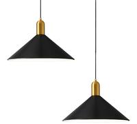 ZTTECH Lampe Suspendue Minimaliste Moderne 35 cm Hauteur Réglable Douille E27 Suspension Métallique pour Îlot de Cuisine Salle à Manger Chambre Bar Café (Noir-2 pièces)