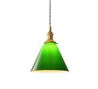 ZTTECH Lampe Suspendue Vintage Verre Vert Émeraude Lampe à Pendentif en Laiton Compatible Ampoule E27 Éclairage Plafond Rétro pour Cuisine Îlot Salle à Manger Bar Café Chambre (1-Lumière)