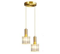 ZTTECH Mini suspension en cristal moderne pour chambre à coucher de salle à manger d'île de cuisine, lampe de plafond en cristal de base d'or suspension (2 lumières)