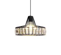 ZTTECH Suspendu en Cristal Moderne Hauteur Réglable Lampe Suspension en Métal et Verre Douille E27 Compatible Ampoules Dimmables pour Cuisine Salle à Manger Chambre (Noir, 32cm)