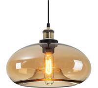 ZTTECH Suspension en Ambre 28 cm Style Industriel et Vintage Idéale pour Îlot de Cuisine Chambre ou Salle à Manger Hauteur Réglable Compatible Ampoule E27 (Ambre)