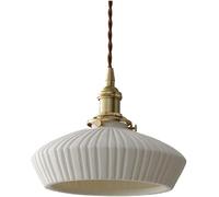 ZTTECH Suspension en céramique blanche 220 mm avec douille en laiton luminaire plafonnier pour salon cuisine couloir bar salle à manger