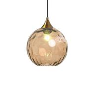 ZTTECH Suspension en Verre Ambre 200 mm Style Vintage avec Douille en Métal Doré Bronze E27 Lampe Suspendue pour Îlot de Cuisine Salle à Manger Chambre Salon (Ambre, 200mm)