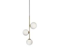 ZTTECH Suspension en verre blanc à 3 lumières Globe, boule en verre blanc et laiton doré matel suspension lustre plafonnier (3 lumières), shuzhi-2