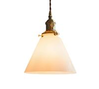 ZTTECH Suspension en Verre Blanc Douille E27 avec Socle en Laiton Câble Réglable 150cm Diamètre 18cm pour Chambre Cuisine Salle à Manger Couloir