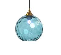 ZTTECH Suspension en Verre Bleu 200 mm Style Vintage avec Douille en Métal Doré Bronze E27 Lampe Suspendue pour Îlot de Cuisine Salle à Manger Chambre Salon (Bleu, 200mm)