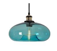 ZTTECH Suspension en Verre Bleu 28 cm Style Industriel et Vintage Idéale pour Îlot de Cuisine Chambre ou Salle à Manger Hauteur Réglable Compatible Ampoule E27 (bleu ciel)