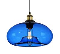 ZTTECH Suspension en Verre Bleu 28 cm Style Industriel et Vintage Idéale pour Îlot de Cuisine Chambre ou Salle à Manger Hauteur Réglable Compatible Ampoule E27 (Bleu)
