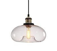 ZTTECH Suspension en Verre Clair 28 cm Style Industriel et Vintage Idéale pour Îlot de Cuisine Chambre ou Salle à Manger Hauteur Réglable Compatible Ampoule E27 (Clair)