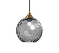 ZTTECH Suspension en Verre Gris 200 mm Style Vintage avec Douille en Métal Doré Bronze E27 Lampe Suspendue pour Îlot de Cuisine Salle à Manger Chambre Salon (Gris, 200mm)