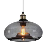 ZTTECH Suspension en Verre Gris Fumé 28 cm Style Industriel et Vintage Idéale pour Îlot de Cuisine Chambre ou Salle à Manger Hauteur Réglable Compatible Ampoule E27 (Gris fumé)