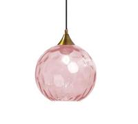 ZTTECH Suspension en Verre Rose 200 mm Style Vintage avec Douille en Métal Doré Bronze E27 Lampe Suspendue pour Îlot de Cuisine Salle à Manger Chambre Salon (Rose, 200mm)
