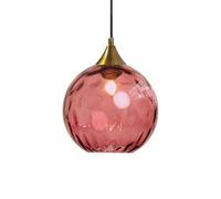 ZTTECH Suspension en Verre Rouge 200 mm Style Vintage avec Douille en Métal Doré Bronze E27 Lampe Suspendue pour Îlot de Cuisine Salle à Manger Chambre Salon (Vin rouge, 200mm)