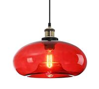 ZTTECH Suspension en Verre Rouge 28 cm Style Industriel et Vintage Idéale pour Îlot de Cuisine Chambre ou Salle à Manger Hauteur Réglable Compatible Ampoule E27 (Rouge)
