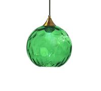 ZTTECH Suspension en Verre Vert 200 mm Style Vintage avec Douille en Métal Doré Bronze E27 Lampe Suspendue pour Îlot de Cuisine Salle à Manger Chambre Salon (Vert foncé, 200mm)