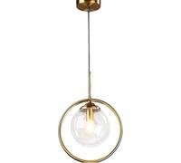 ZTTECH Suspension Luminaire Moderne Minimaliste Lampe Suspendue avec Abat-jour en Verre Sphérique et Anneau en Laiton Hauteur Réglable pour Salle à Manger Chambre Salon (Transparent)