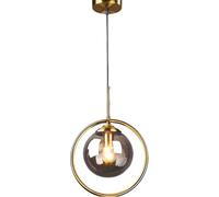 ZTTECH Suspension Luminaire Moderne Minimaliste Lampe Suspendue avec Abat-jour en Verre Sphérique et Anneau en Laiton Hauteur Réglable pour Salle à Manger Chambre Salon (Gris)
