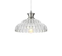 ZTTECH Suspension Luminaire Verre Vintage 30cm Hauteur Réglable E27 Lampe Suspendue pour Cuisine Salle à Manger Chambre Salon (Argent+Transparent)