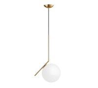 ZTTECH Suspension Moderne en Verre Globe en Verre Opalin Finition Métallique E27 Lampe Suspendue Globe Câble Réglable 120cm pour Îlot de Cuisine Salle à Manger Chambre Café (Doré, 20cm)