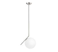ZTTECH Suspension Moderne en Verre Globe en Verre Opalin Finition Métallique E27 Lampe Suspendue Globe Câble Réglable 120cm pour Îlot de Cuisine Salle à Manger Chambre Café (Argenté, 20cm)