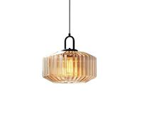ZTTECH Suspension Verre Strié Dôme Ø28CM Style Industriel Vintage Hauteur Réglable E27 Luminaire Suspendu Pour Salle À Manger Chambre Salon Bar (Ambre)