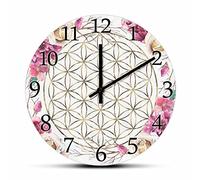 ZTTXMINGX 30cm Horloge Fleur de Vie Mouvement Silencieux Horloge Murale pour Chambre Symbole de guérison médiation décor à la Maison Horloge Montre géométrie sacrée Montres