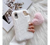 ZTUOK Coque pour iPhone XR pour filles, diamants luxueux, chaleureux, fait main, fourrure douce, pelucheux, peluche, antichoc, pour iPhone XR, Blanc