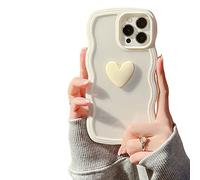 ZTUOK Coque transparente compatible avec iPhone 12/12Pro pour filles et femmes, motif vague bouclée, coque transparente avec joli cœur d'amour 3D, résistant aux chocs, coque de protection fine en TPU