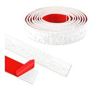 ZTVOWTO 300cm*3.6cm Moulure Murale Adhésive, 3D Plafond pour Bords de Miroir, Meubles, Cadres de Portes, Plafonds, Décoration Intérieure (Blanc)