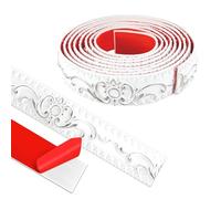 ZTVOWTO 300cm*3.6cm Moulure Murale, Moulure Adhésive, 3d Moulure Plafond pour Bords de Miroir, Meubles, Cadres de Portes, Plafonds, Décoration Intérieure(Blanc avec Argent)