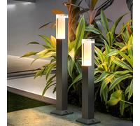 ZTWLEED 2 Pièces Borne Exterieur Jardin LED,6W Éclairage pour Chemins IP65 Étanche 3000K Lumière Blanche Naturelle,Lumière de Chemin pour Villa Terrasse Jardin,Noir 40CM 110-240V